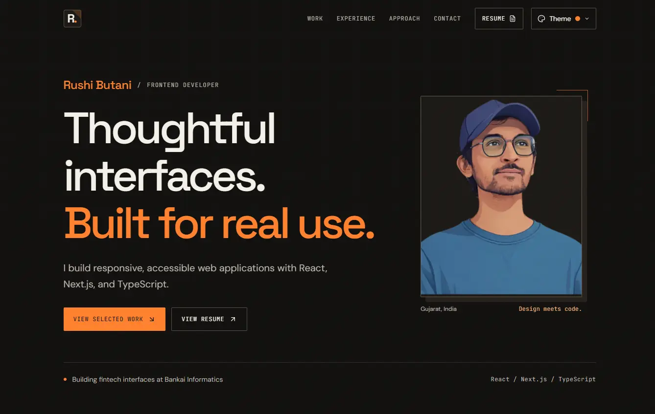 Rushi Butani’s portfolio homepage